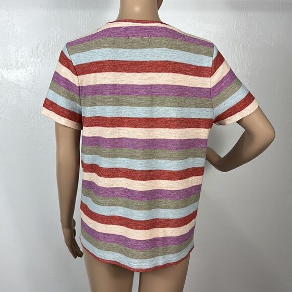 Madewell Alto Scoop Tee in Granda Stripe T-shirt Top Size M - Picture 4 of 9